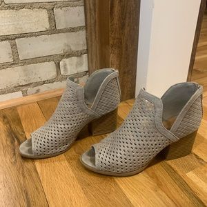 Gray boutique shoes.